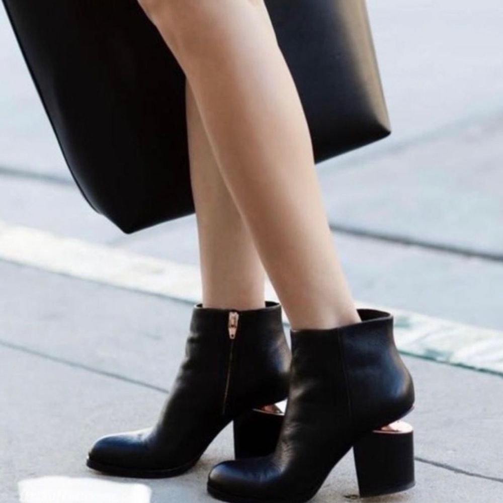 Alexander Wang Black patent leather cut-out booties. Original bag & box.